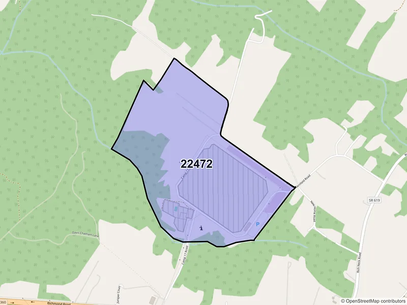 Map of Haynesville, Virginia and ZIP codes