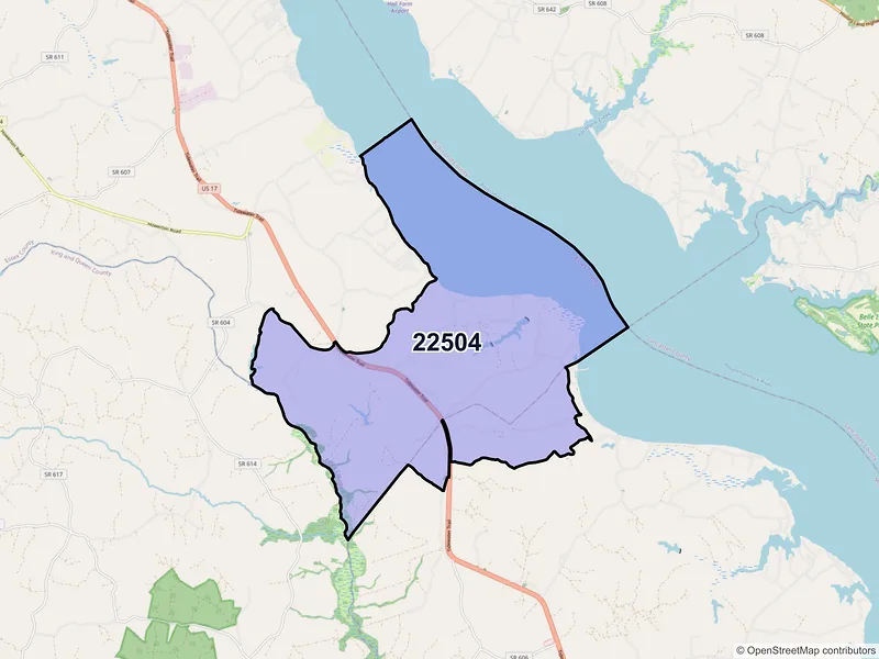 Map of ZIP Code 22504 — Laneview, VA
