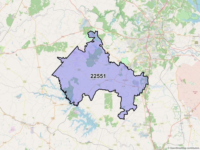 Map of ZIP Code 22551 — Spotsylvania, VA