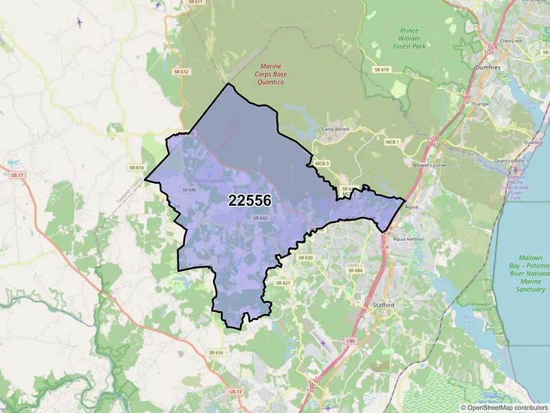 Map of ZIP Code 22556 — Stafford, VA