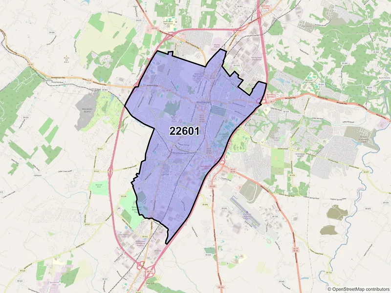 Map of ZIP Code 22601 — Winchester, VA