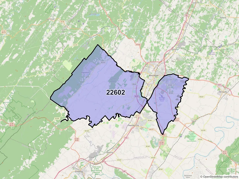 Map of ZIP Code 22602 — Winchester, VA
