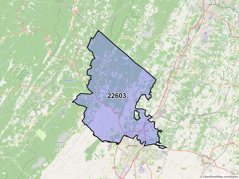 Map of ZIP Code 22603 — Winchester, VA