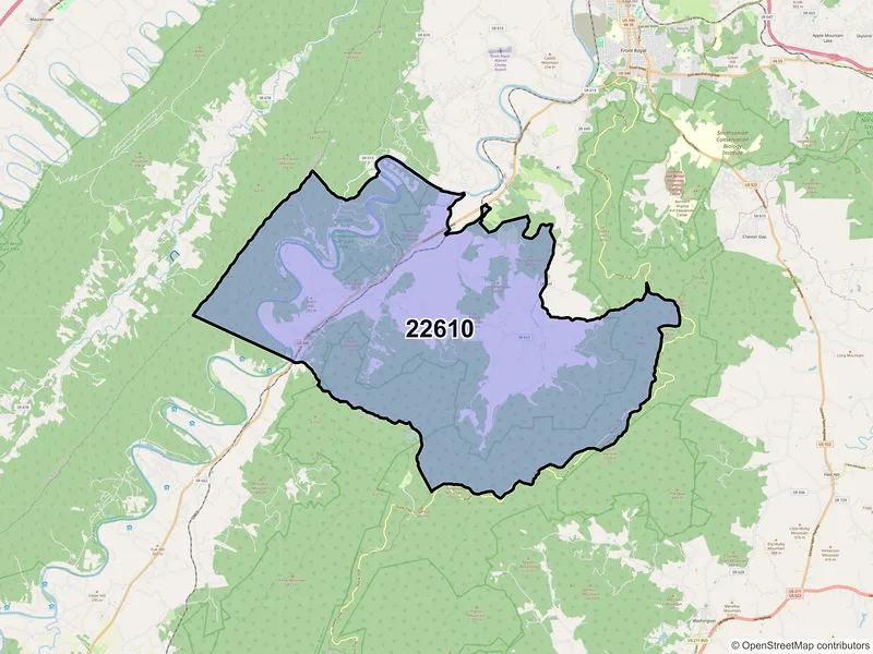 Map of ZIP Code 22610 — Bentonville, VA