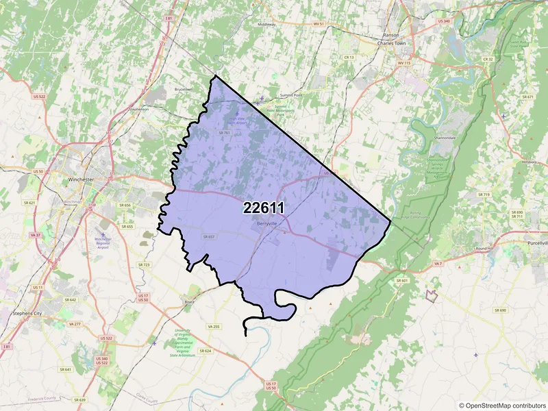 Map of ZIP Code 22611 — Berryville, VA