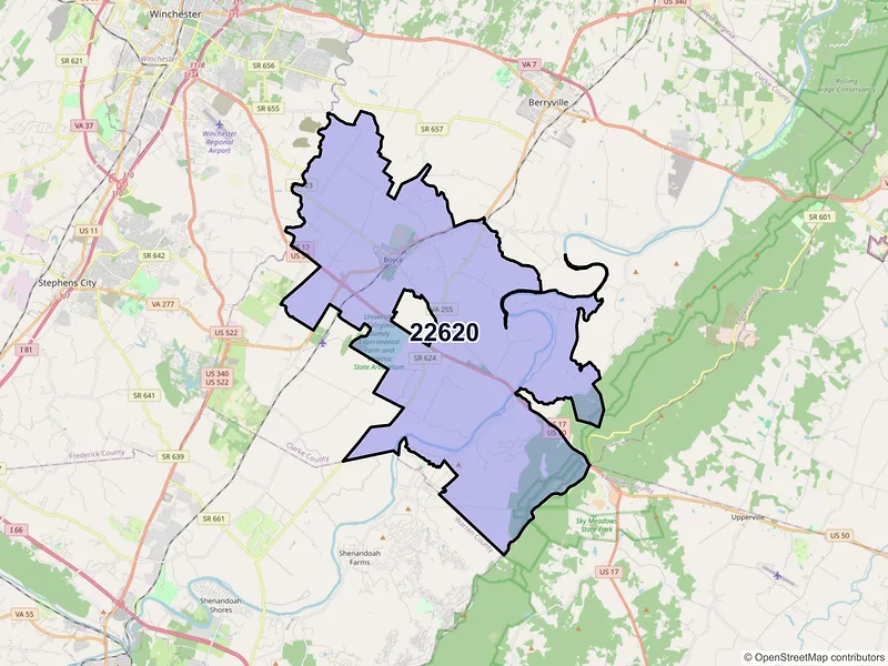 Map of ZIP Code 22620 — Boyce, VA