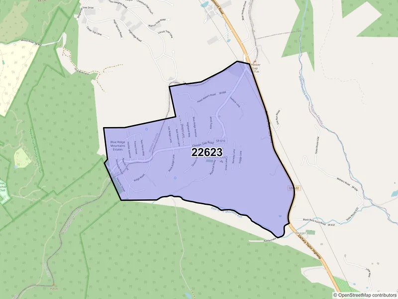 Map of Chester Gap, Virginia and ZIP codes