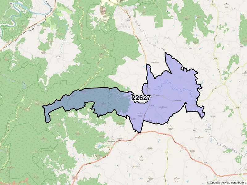 Map of ZIP Code 22627 — Flint Hill, VA