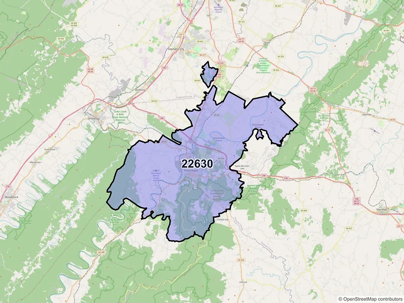 Map of ZIP Code 22630 — Front Royal, VA
