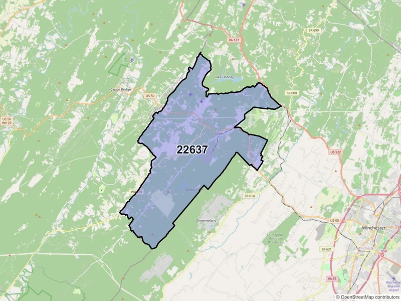 Map of ZIP Code 22637 — Gore, VA
