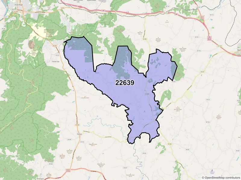 Map of ZIP Code 22639 — Hume, VA