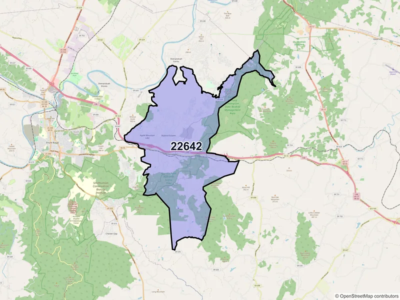 Map of Linden, Virginia and ZIP codes