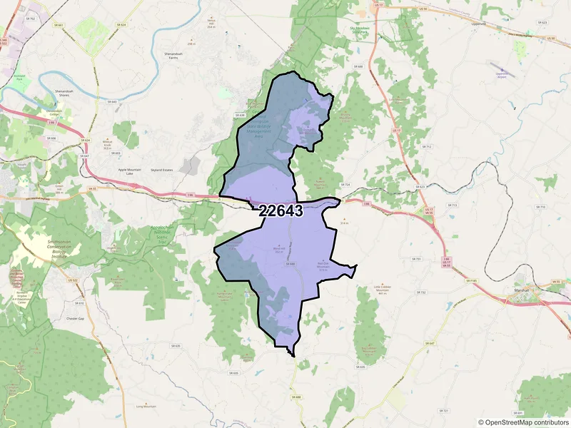 Map of ZIP Code 22643 — Markham, VA