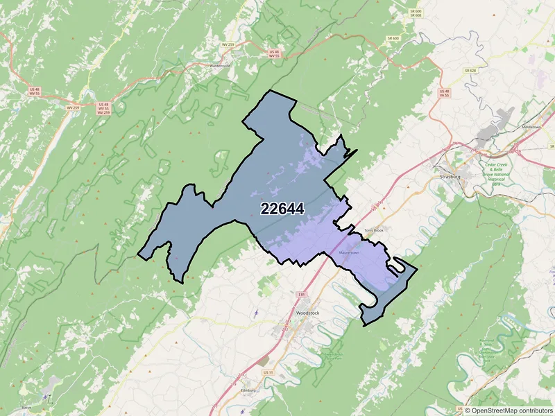 Map of ZIP Code 22644 — Maurertown, VA