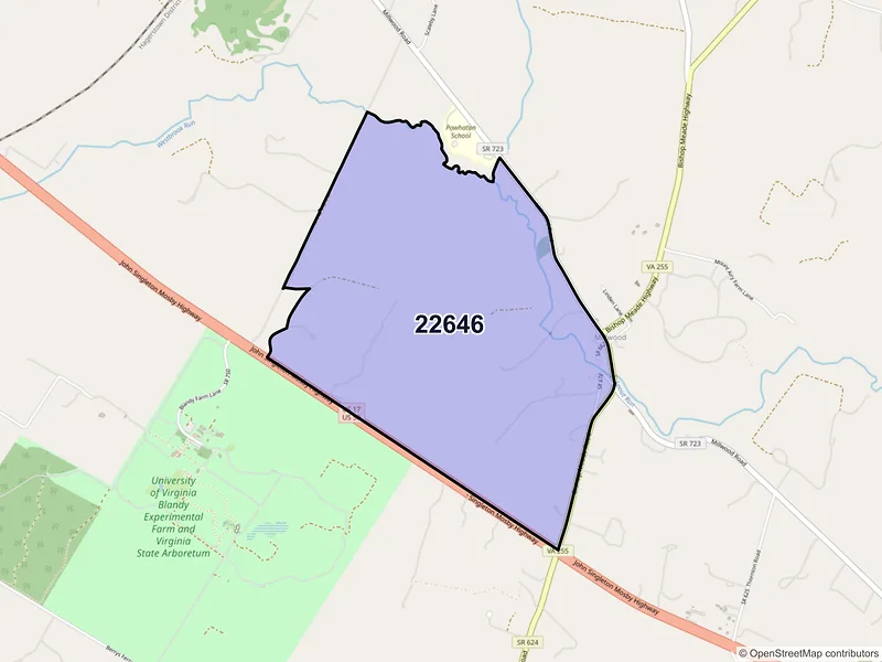 Map of Millwood, Virginia and ZIP codes