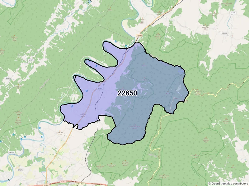 Map of ZIP Code 22650 — Rileyville, VA