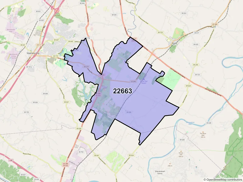 Map of ZIP Code 22663 — White Post, VA