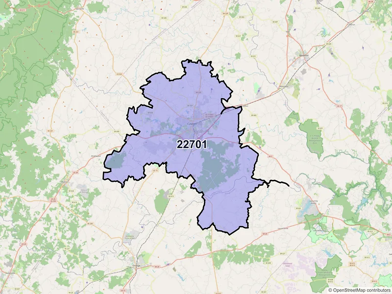 Map of ZIP Code 22701 — Culpeper, VA