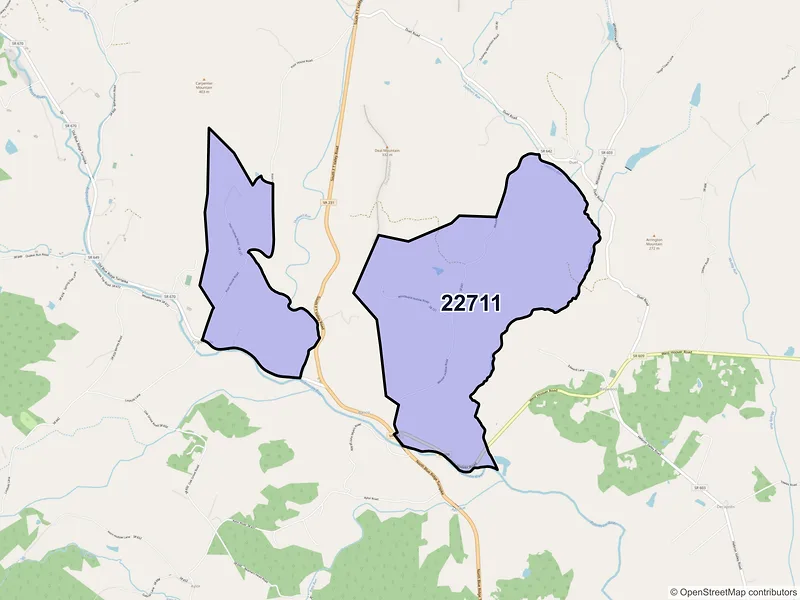 Map of ZIP Code 22711 — Banco, VA