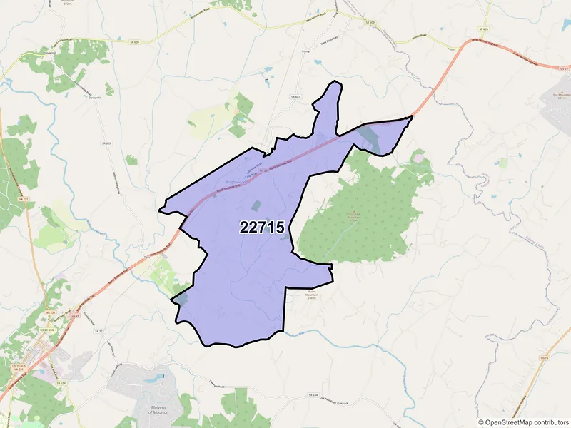 Map of ZIP Code 22715 — Brightwood, VA
