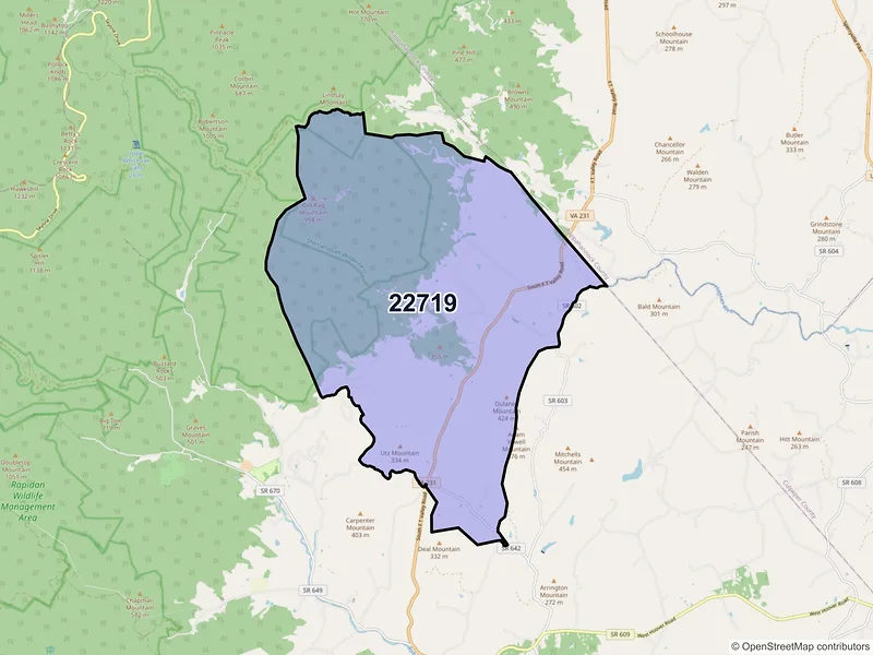 Map of ZIP Code 22719 — Etlan, VA