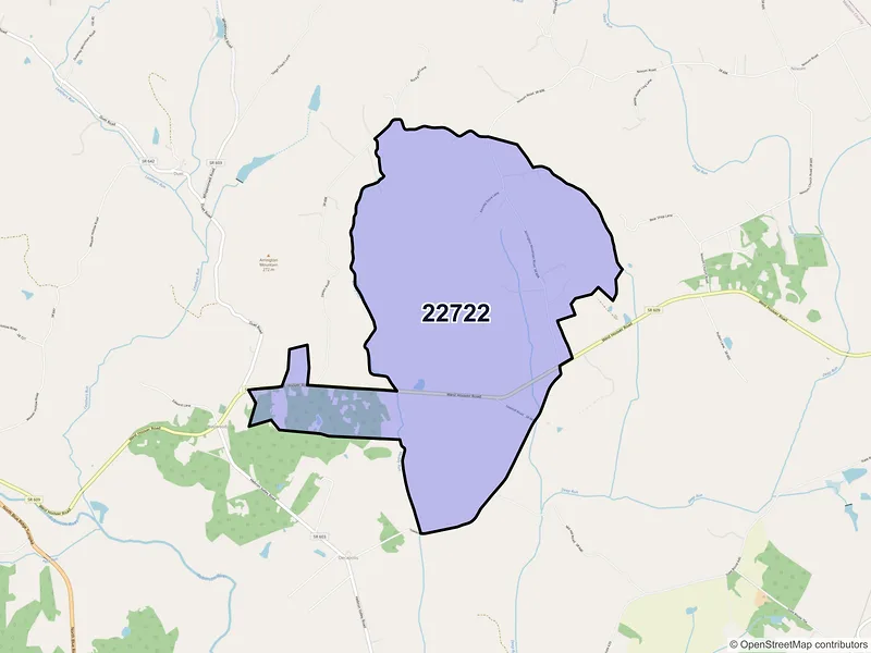 Map of ZIP Code 22722 — Haywood, VA