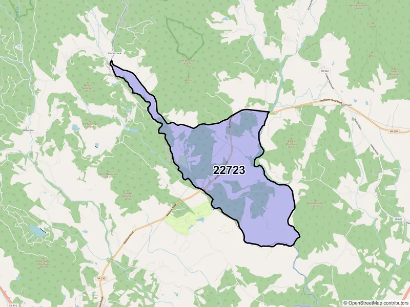 Map of ZIP Code 22723 — Hood, VA