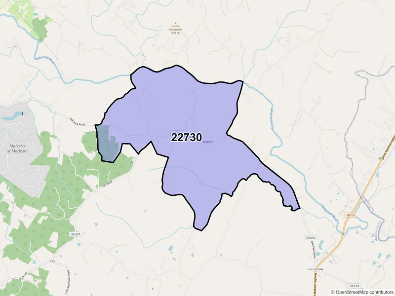 Map of Oakpark, Virginia and ZIP codes