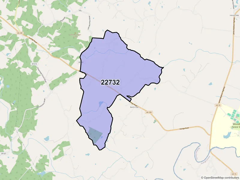 Map of ZIP Code 22732 — Radiant, VA