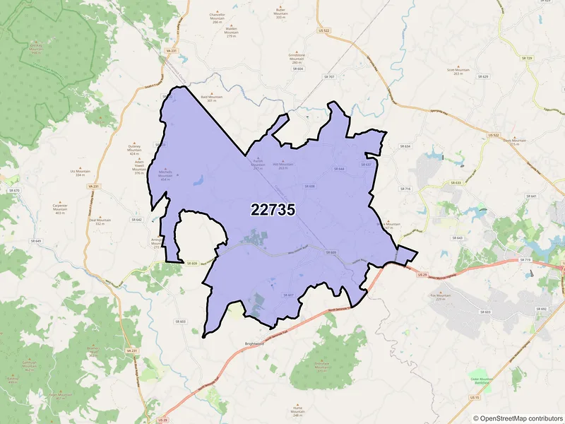 Map of ZIP Code 22735 — Reva, VA