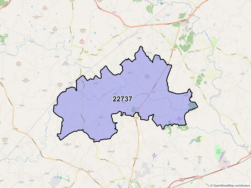 Map of ZIP Code 22737 — Rixeyville, VA