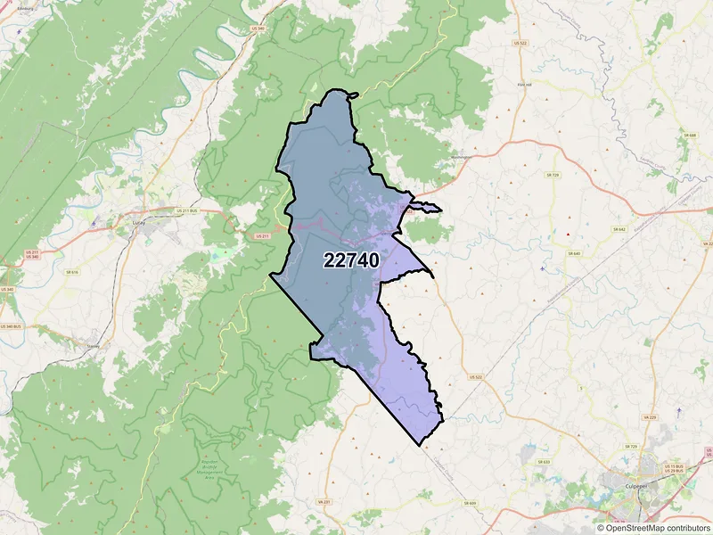 Map of ZIP Code 22740 — Sperryville, VA