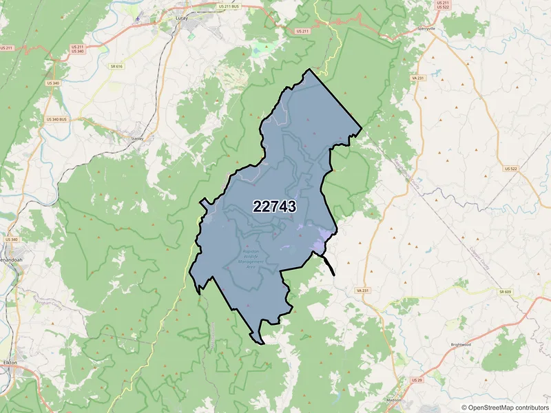 Map of ZIP Code 22743 — Syria, VA
