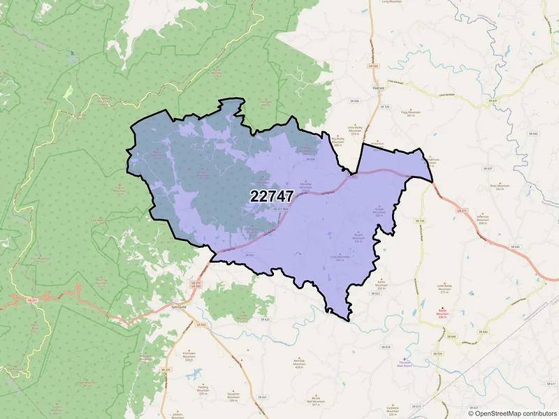 Map of ZIP Code 22747 — Washington, VA