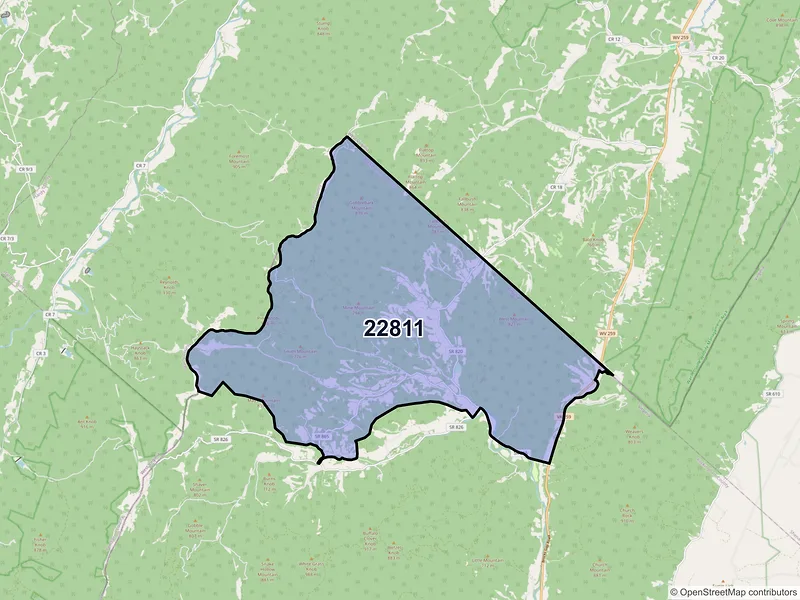 Map of ZIP Code 22811 — Bergton, VA
