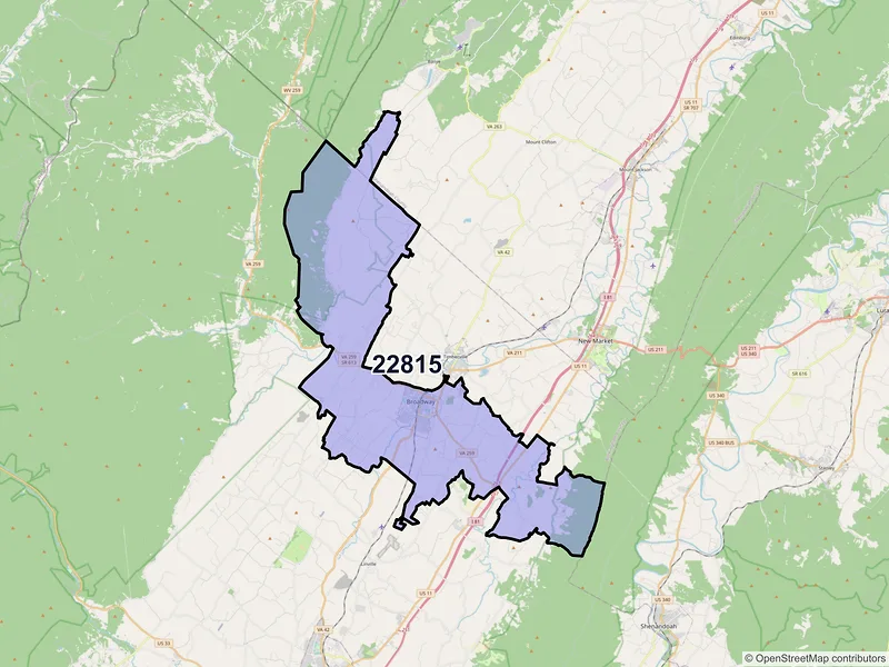 Map of ZIP Code 22815 — Broadway, VA
