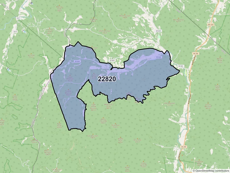 Map of ZIP Code 22820 — Criders, VA