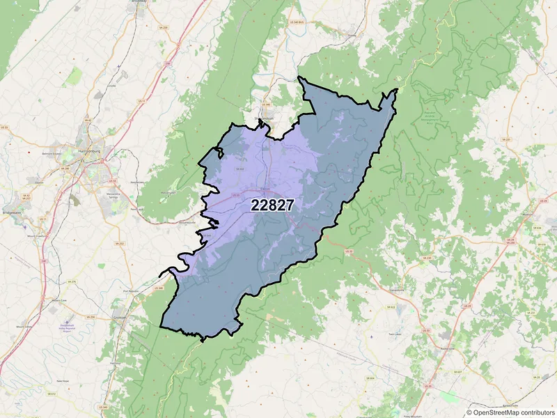 Map of ZIP Code 22827 — Elkton, VA