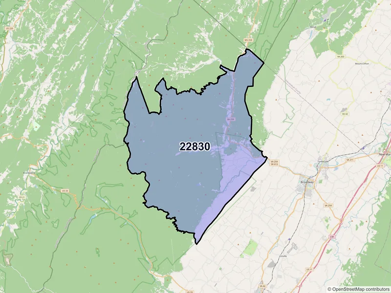 Map of Fulks Run, Virginia and ZIP codes