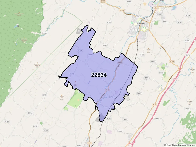 Map of ZIP Code 22834 — Linville, VA