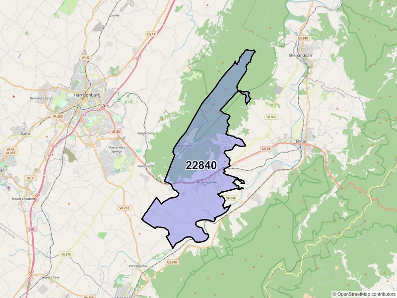 Map of Mc Gaheysville, Virginia and ZIP codes