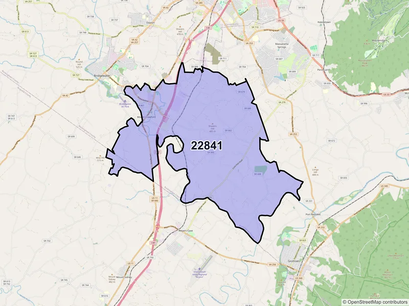 Map of ZIP Code 22841 — Mount Crawford, VA