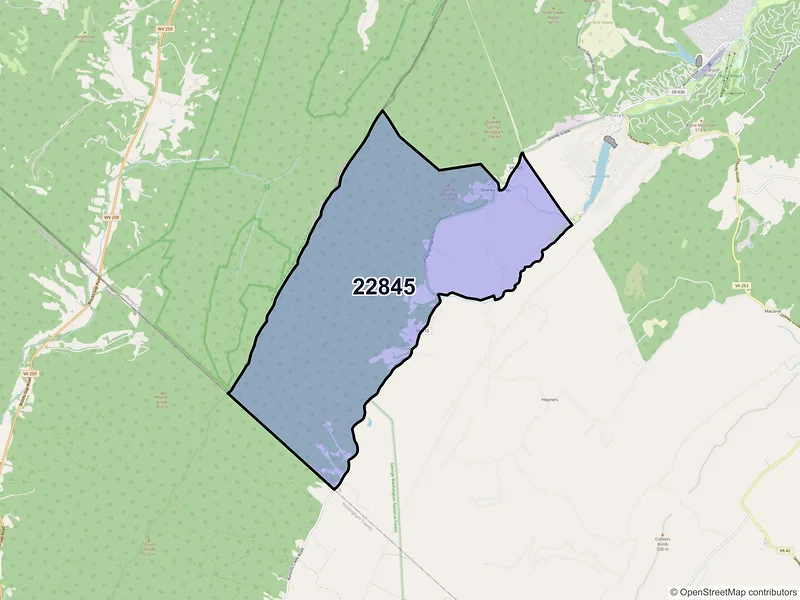 Map of ZIP Code 22845 — Orkney Springs, VA