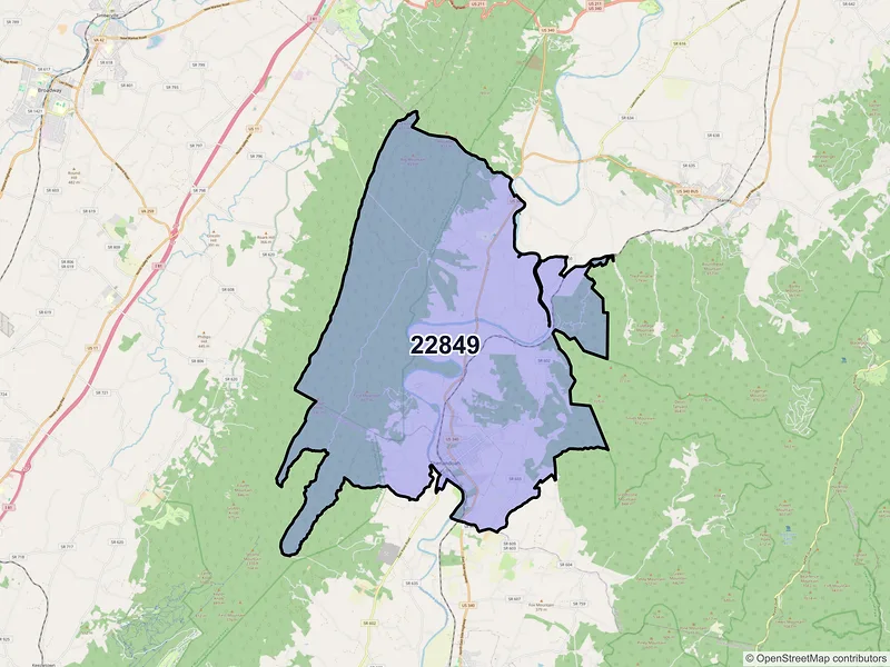 Map of ZIP Code 22849 — Shenandoah, VA