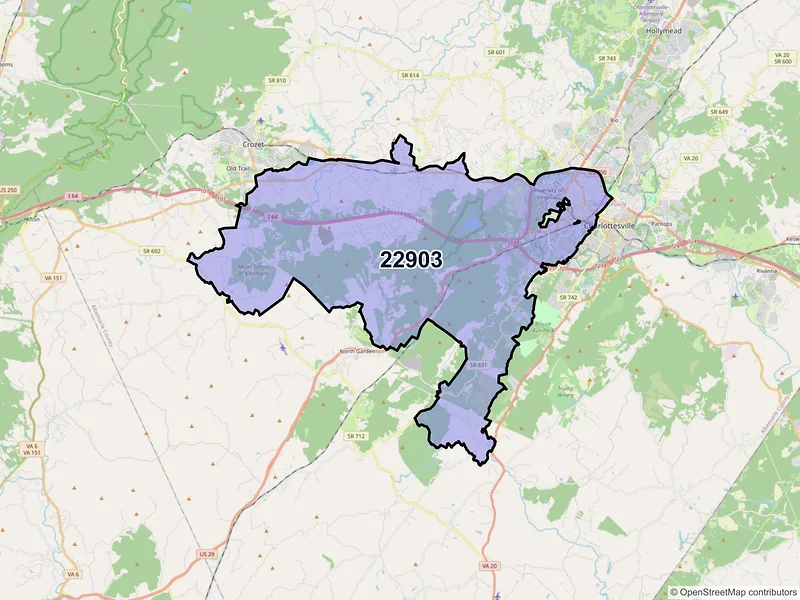 Map of ZIP Code 22903 — Charlottesville, VA
