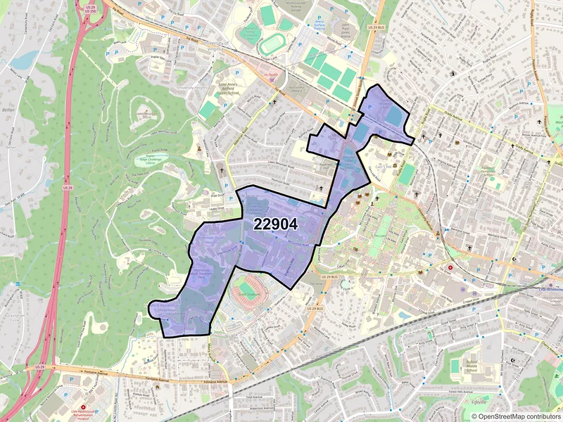 Map of ZIP Code 22904 — Charlottesville, VA