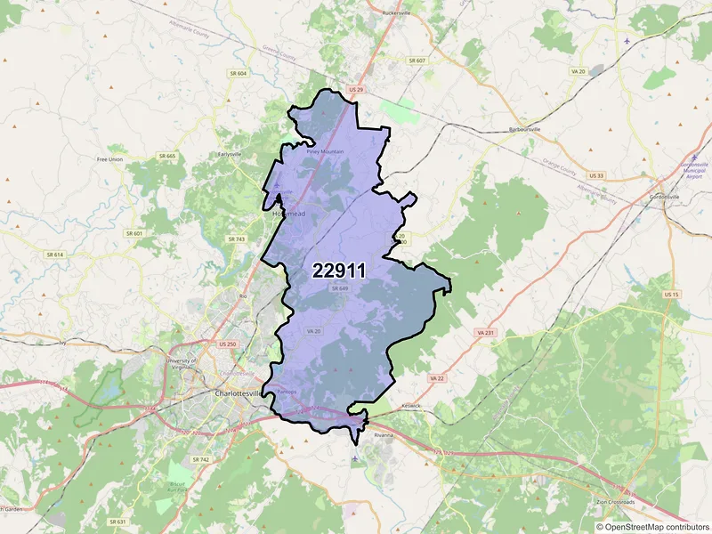 Map of ZIP Code 22911 — Charlottesville, VA
