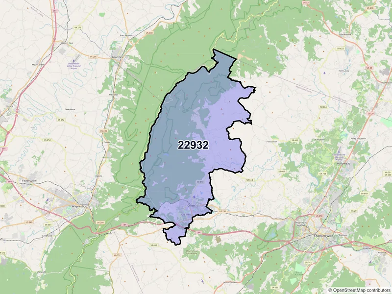 Map of ZIP Code 22932 — Crozet, VA