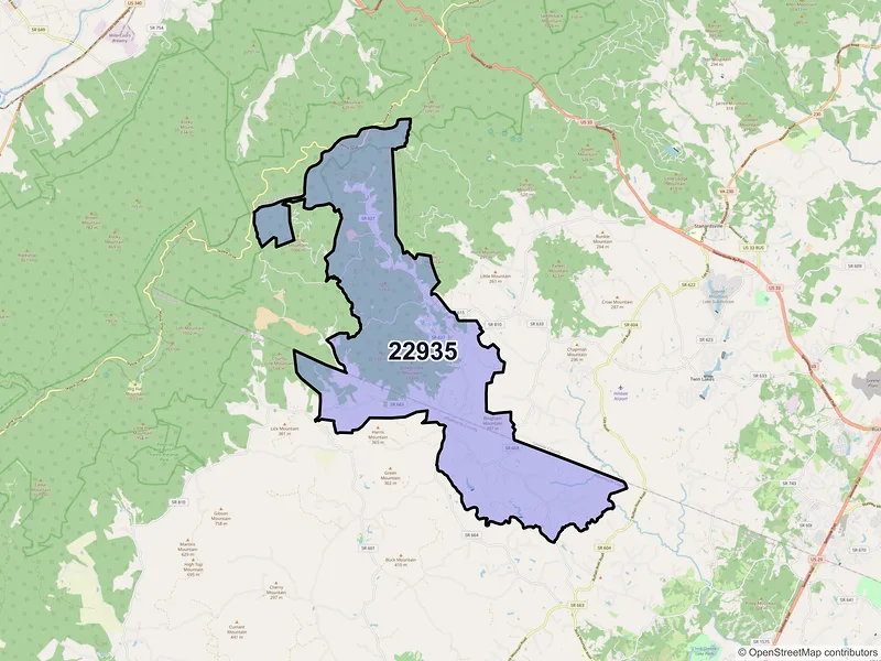 Map of ZIP Code 22935 — Dyke, VA