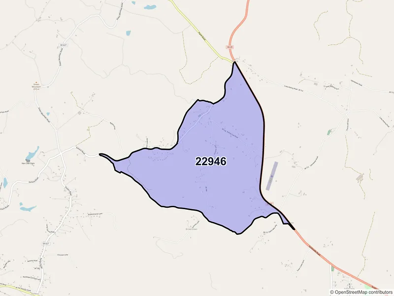 Map of ZIP Code 22946 — Keene, VA